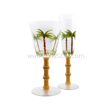 Palm trees wine glass set